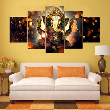 Hindu God Ganesha 5 Pc Canvas Painting